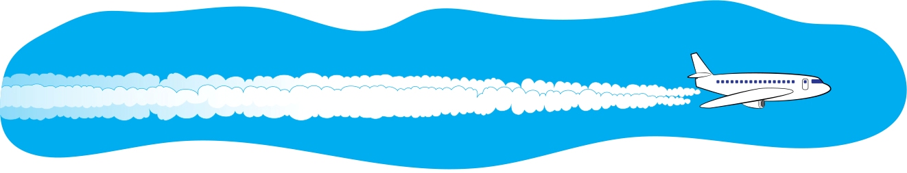 Water vapor in an airplane’s exhaust condenses to form water droplets, creating a long cloud called a contrail.