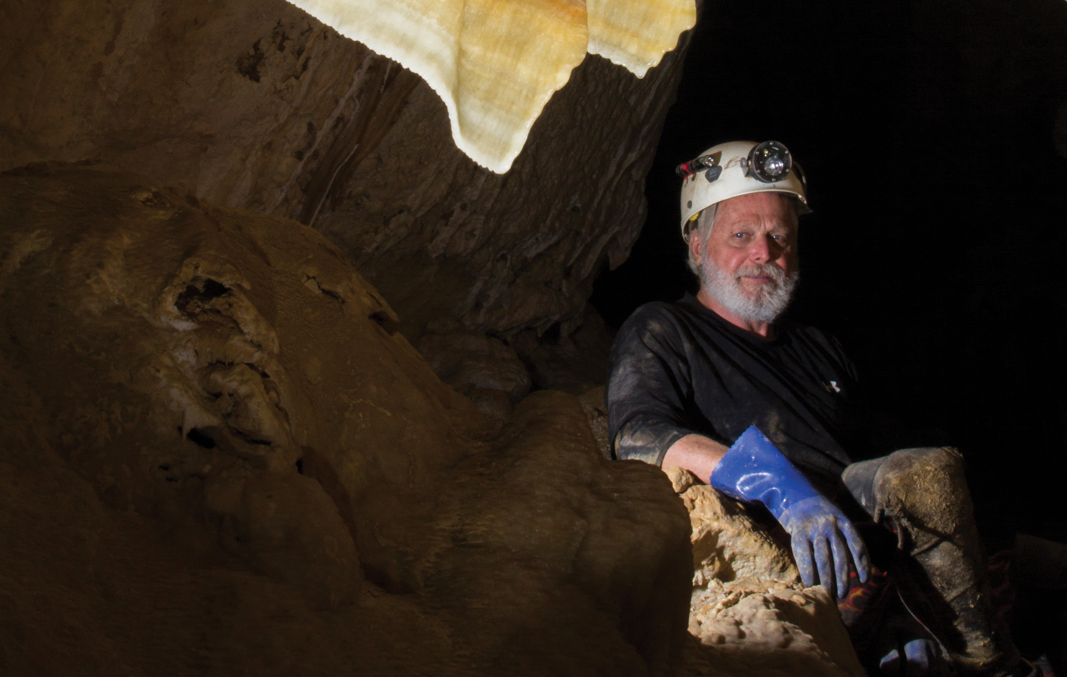 Bill Steele in Harrison’s Cave, Barbados. Photo courtesy of Bennett Lee.