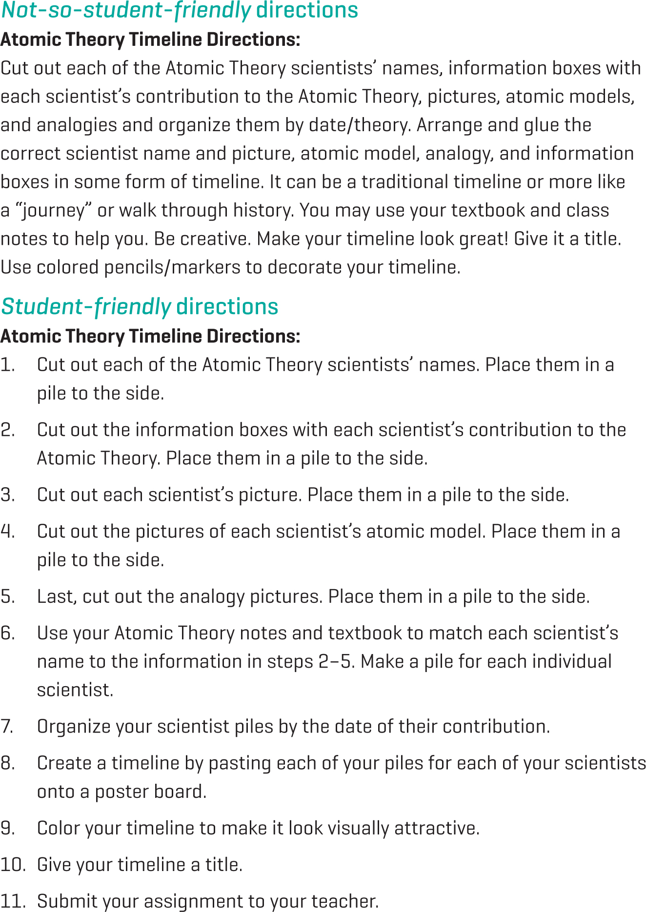 Student-friendly directions