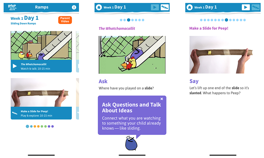 App interface for the PEEP Family Science Ramps Unit