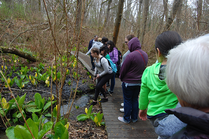 Native Girls Code families on a forest walk