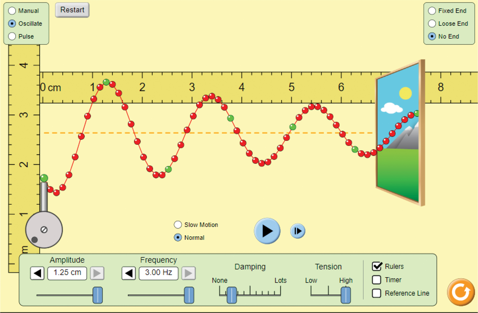 Figure 1:  Screenshot showing how students can manipulate the simulation.