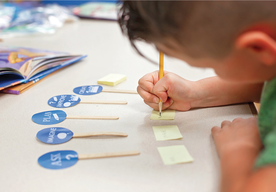 Student using EDP response sticks.