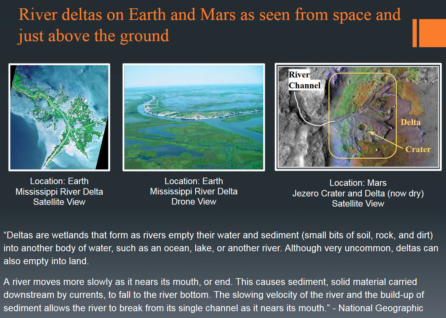 Earth and Mars landforms.