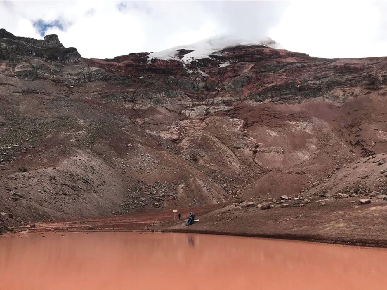 |	Figure 4: The small glacial lake on Volcan Chimborazo. (Source: Author)