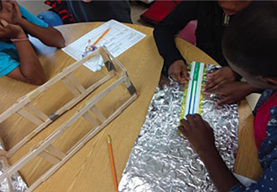 Students acting as engineers.