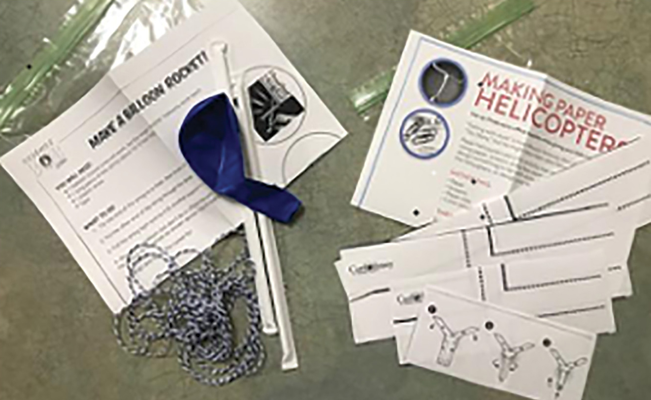 FIGURE  1: Sample of STEM kits: Make a Balloon Rocket and Making Paper Helicopters.
