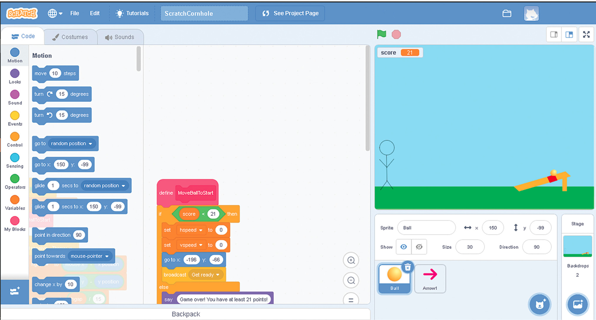 Prebuilt scratch game link available in Online Resources.