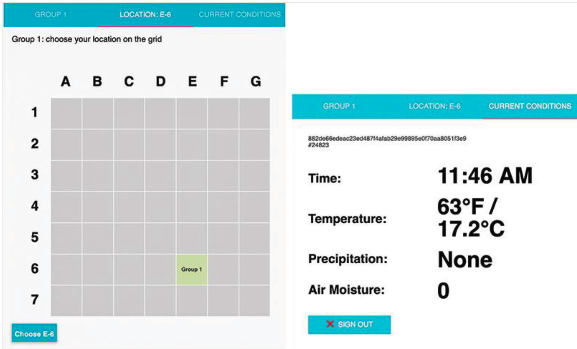 Student group weather station display for grid E6