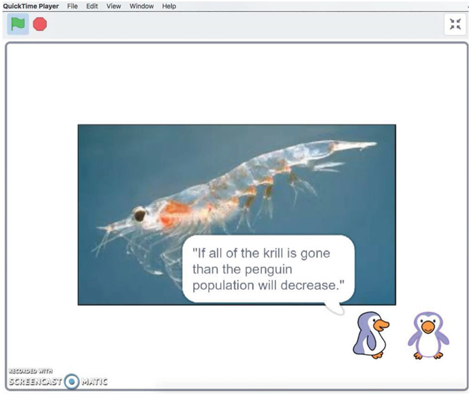 screenshot of student project in Scratch.