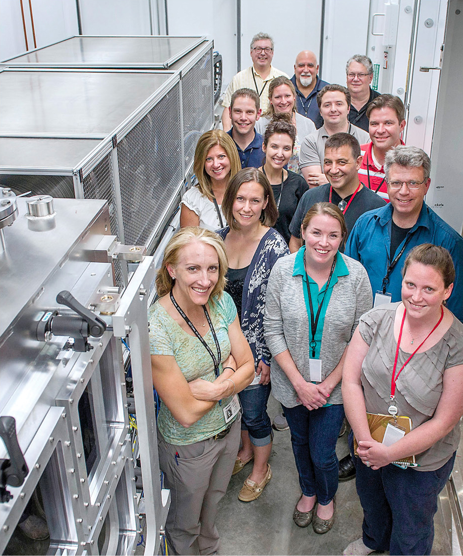 SPARK teachers at the experimental hutch during research training at the NSLS II. Teachers followed all safety protocols and training required at the facility. Photo courtesy of Brookhaven National Laboratory.