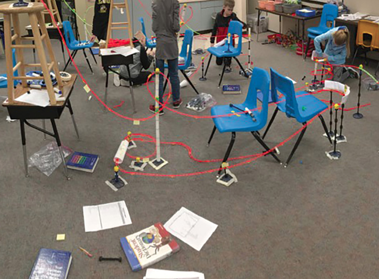 Students’ create rollercoaster designs using Newton’s laws of motion.