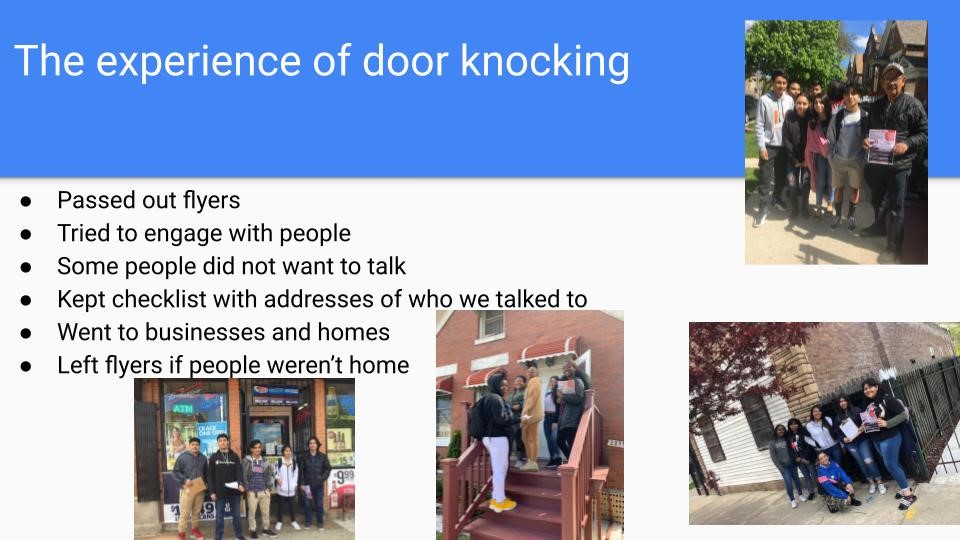 Figure 1a. Part of a student presentation on the door knocking campaign experience