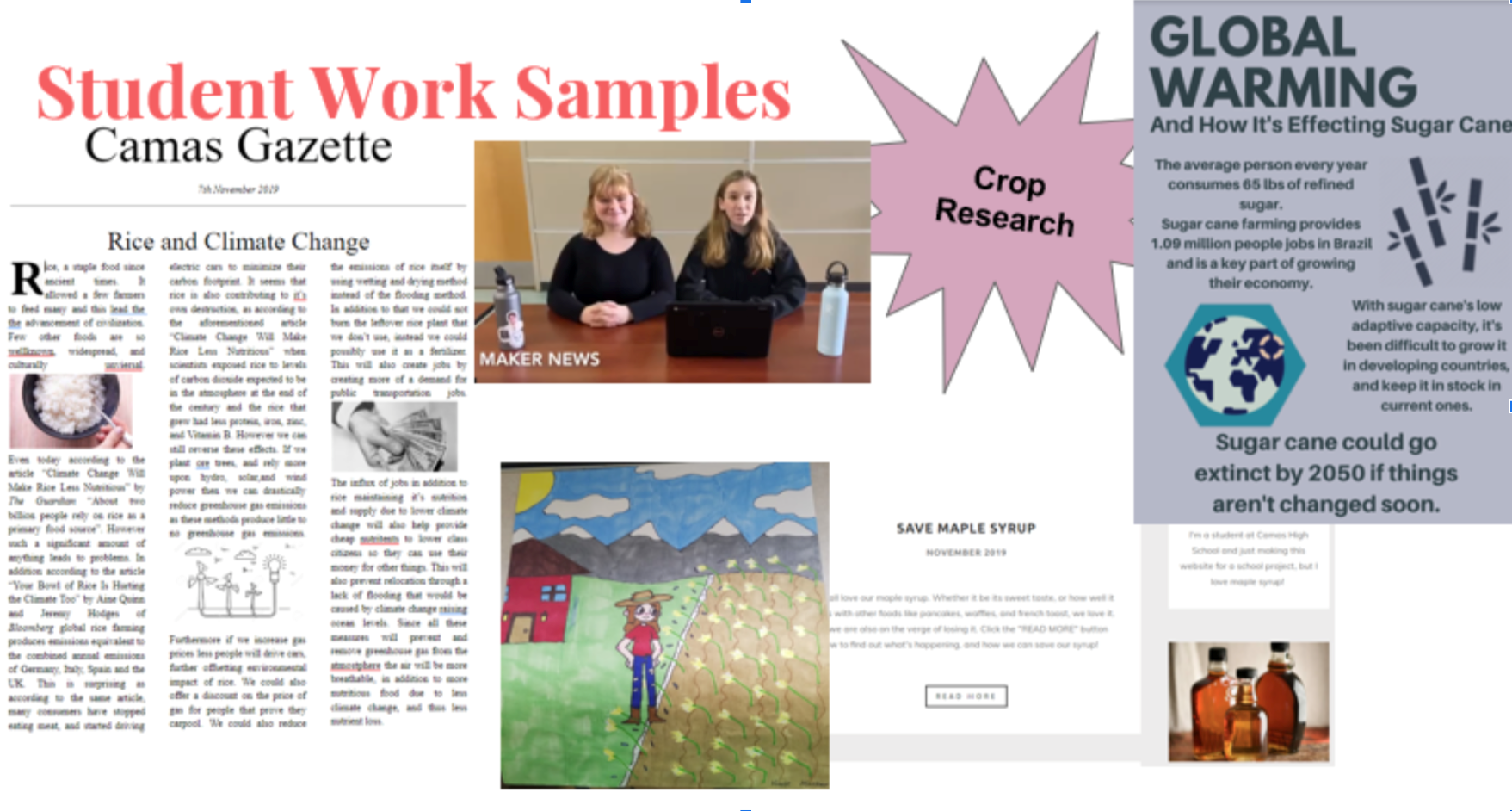 Figure 3. Examples of student work from a middle school unit about the impacts of climate change on agriculture.