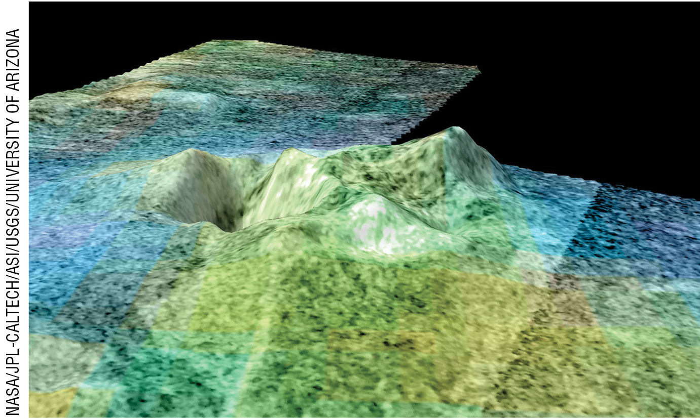 Cassini spacecraft image of possible ice volcano on Titan. 