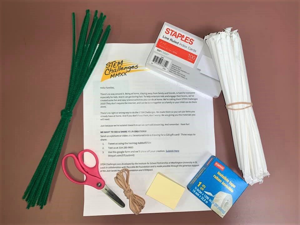 STEM Challenge kit directions and materials.