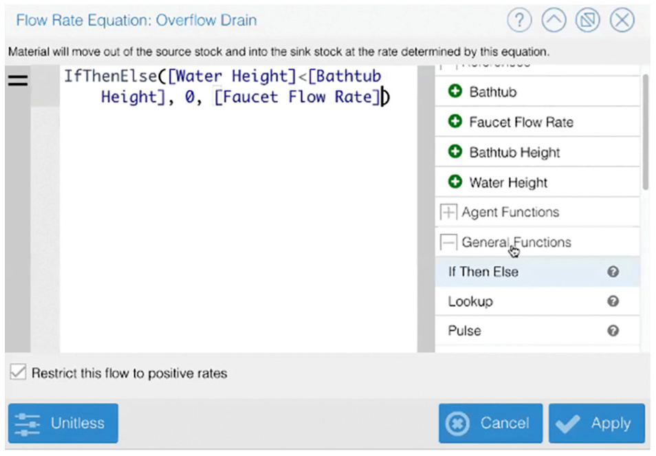 Programming the overflow drain with an “if, then, else” statement.