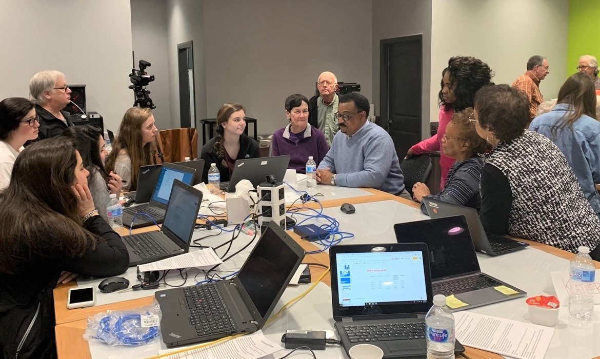 Students, teachers, members of the historical society, and residents discuss the role of the public school in desegregating the area. Students considered this conversation for app content.