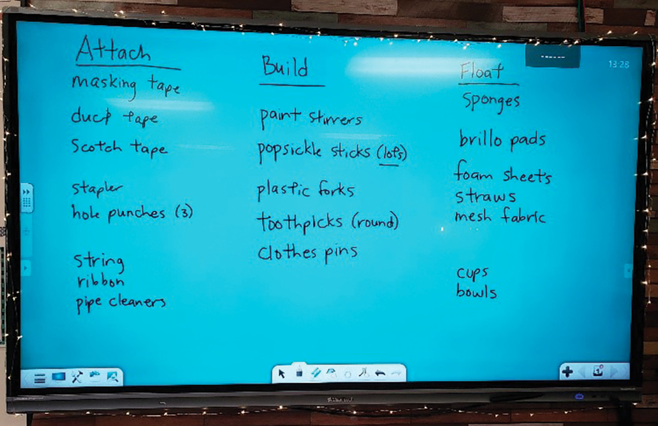 Materials for STEM project.