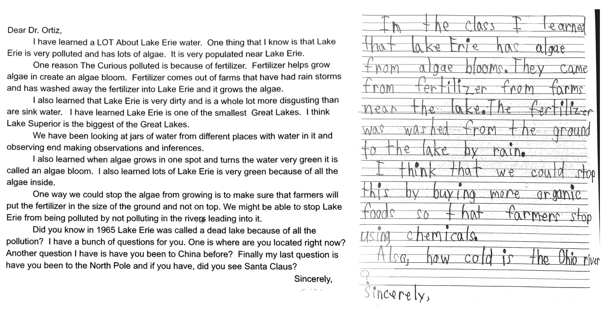 Summative assessment: Letters to a scientist.