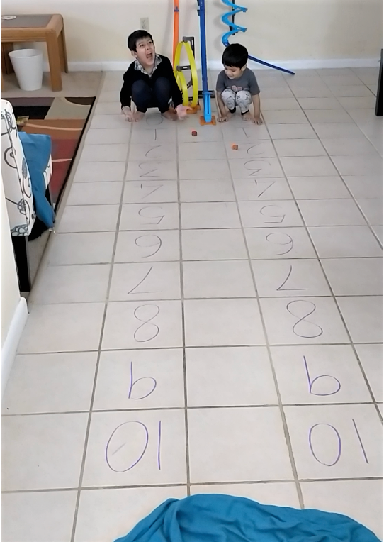 Number path on the family kitchen floor