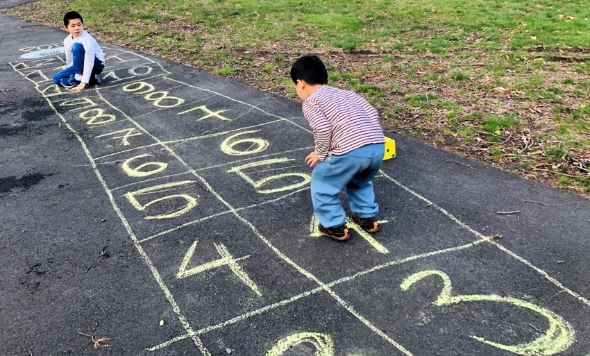 1–12 number path outside with family 