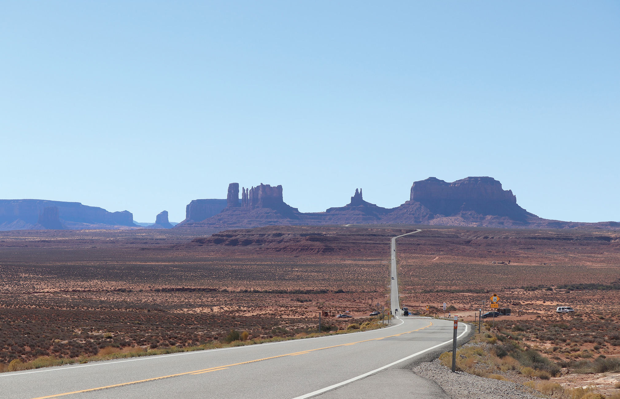 Monument Valley, looking west along Utah Highway 163. 