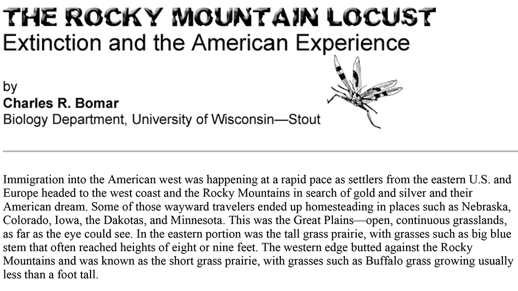 The Rocky Mountain Locust