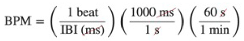 How to calculate BPM from IBI.