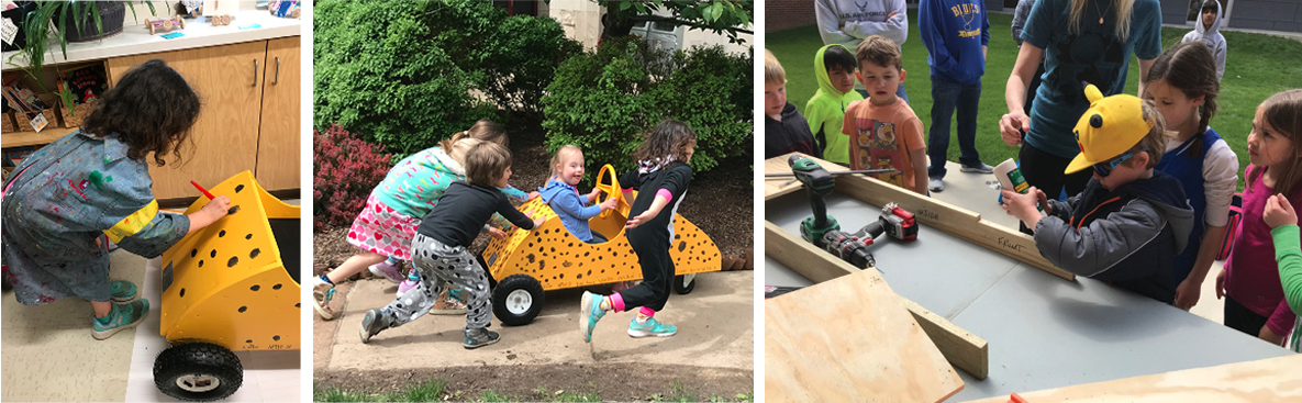 children building the cheetah car