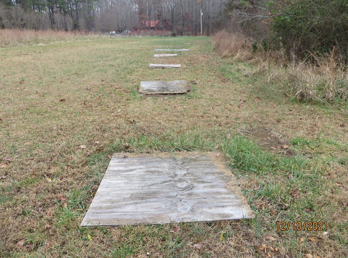 A close-up look at a coverboard transect.