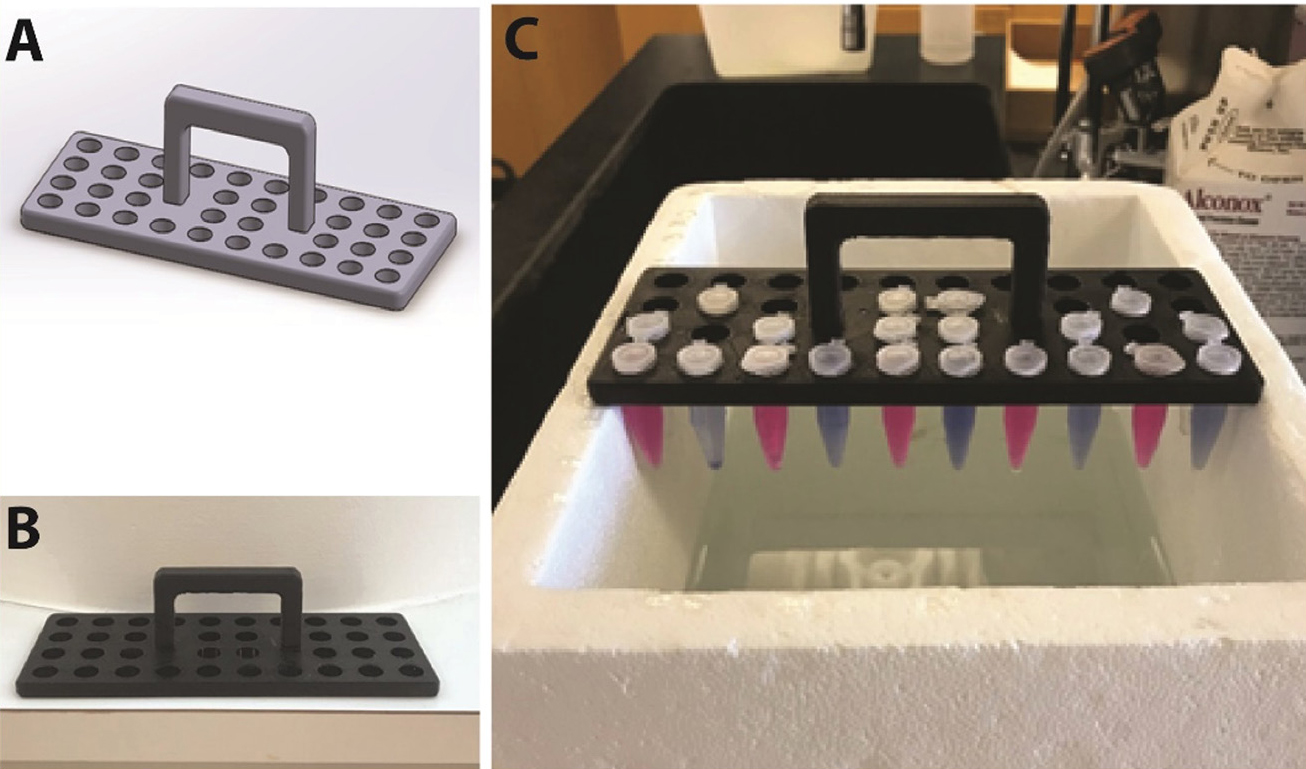 figure 3. Progression of a 3D-printed microtube tray.