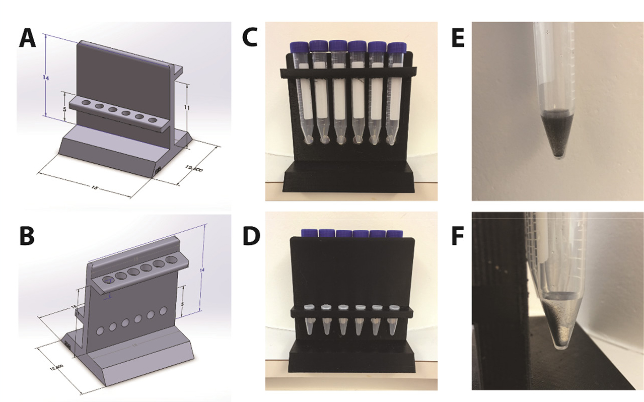 figure 4. Progression of a 3D-printed magnetic separation rack.