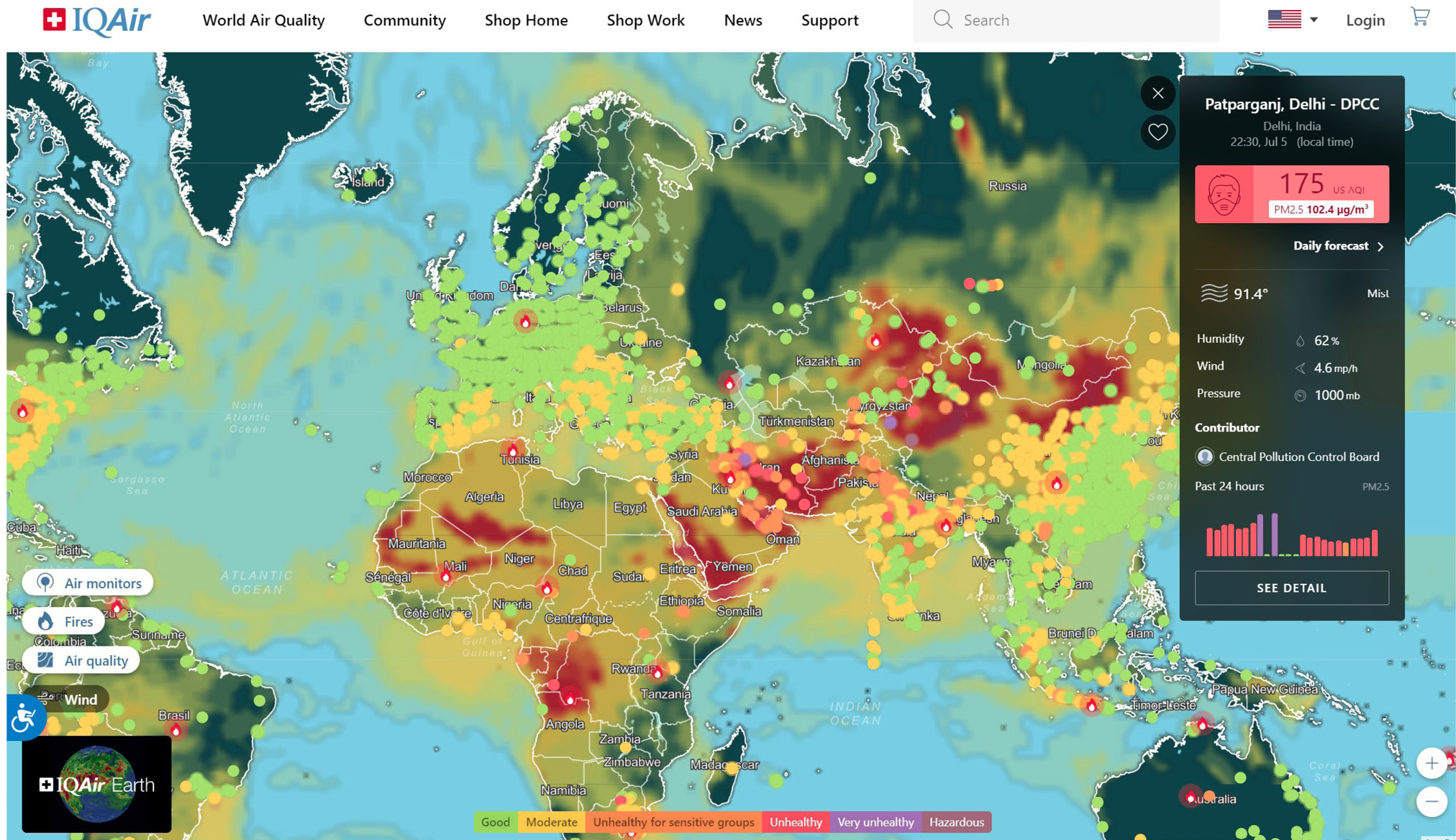 Students explore real-time air quality measurements across the world  (IQAir, https://bit.ly/3lanhCv).