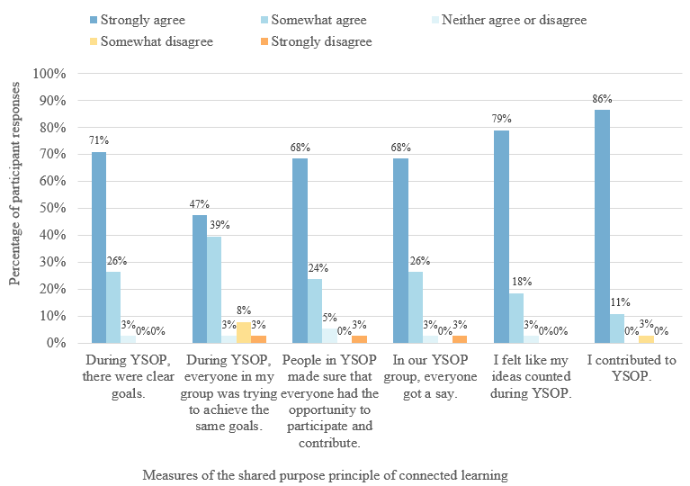 Figure 1. Measures of the shared purpose principle of connected learning. 