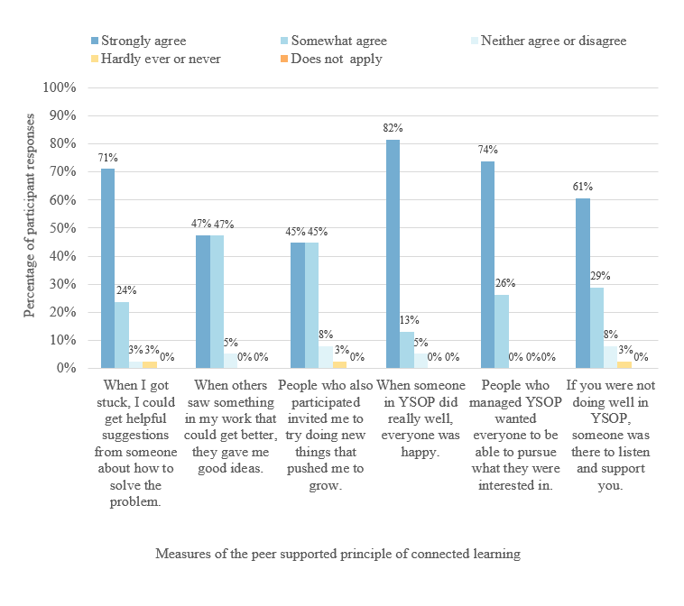 Figure 4. Measures of the peer supported principle of connected learning. 