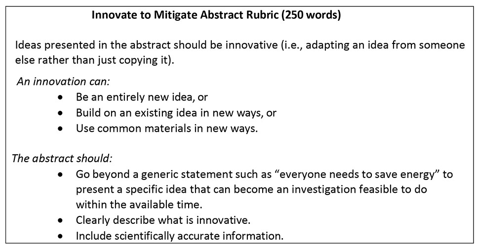 Table 2. Innovate to Mitigate Abstract Rubric 