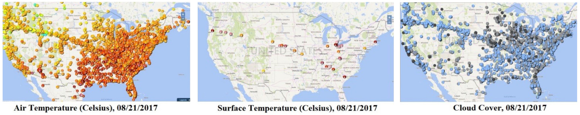 GLOBE observations of air temperature, surface temperature, and cloud cover taken during the 2017 solar eclipse by students and citizen scientists using GLOBE protocols (adapted from Rahman et al. 2019).