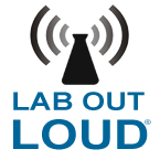 Lab Out Loud logo radio tower broadcasting a signal