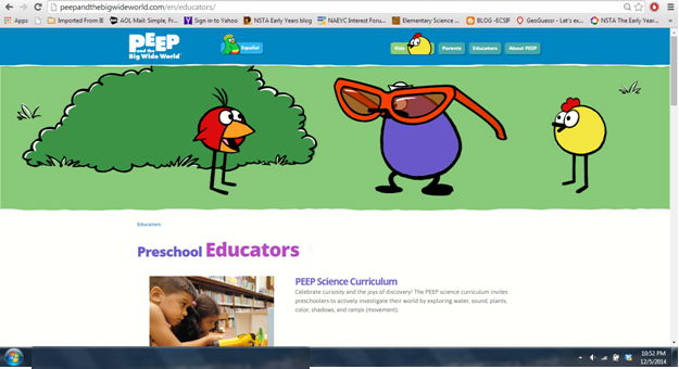 Screen shot of Peep and the Big Wide World website