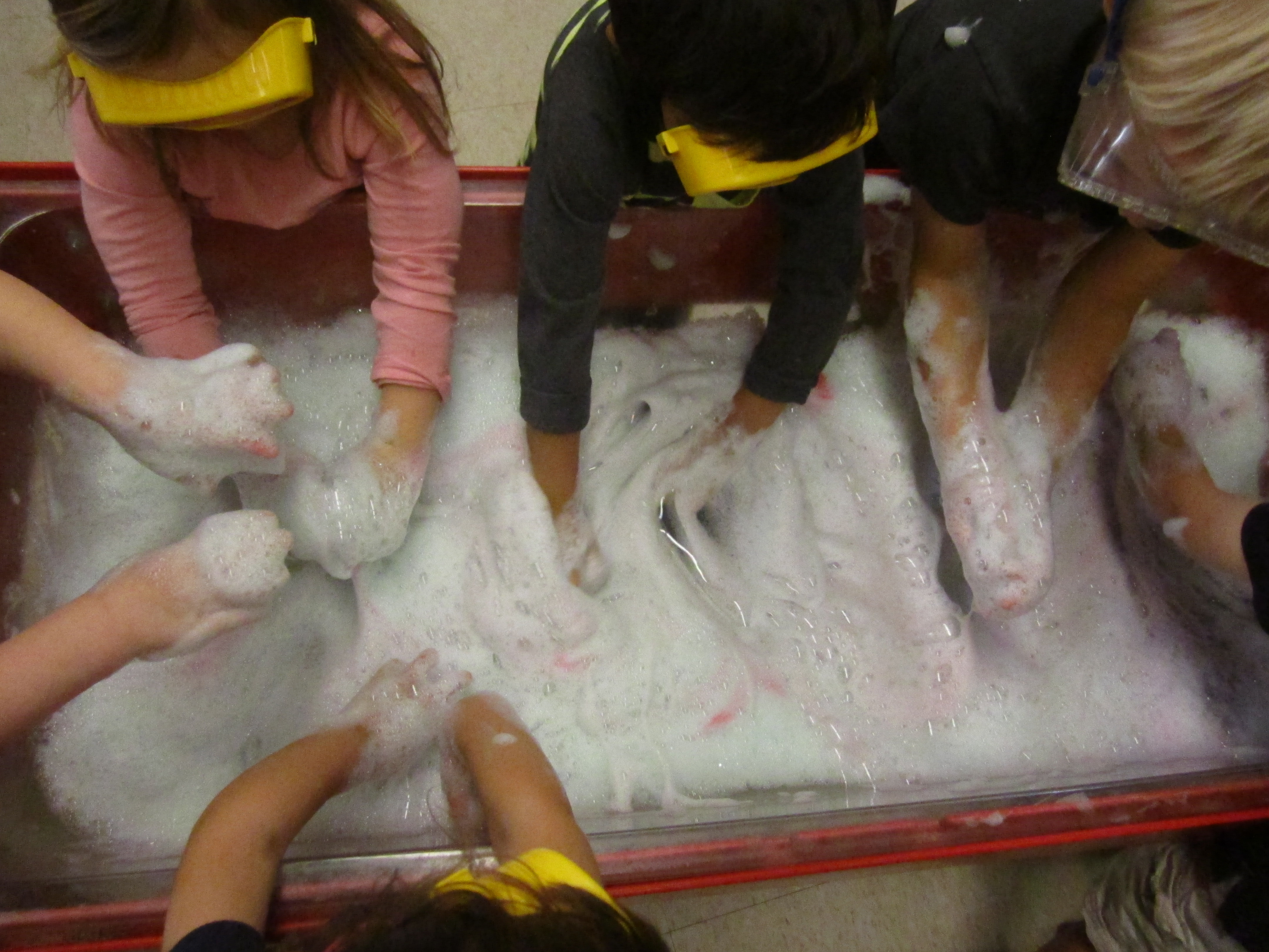 Children playing with foam.