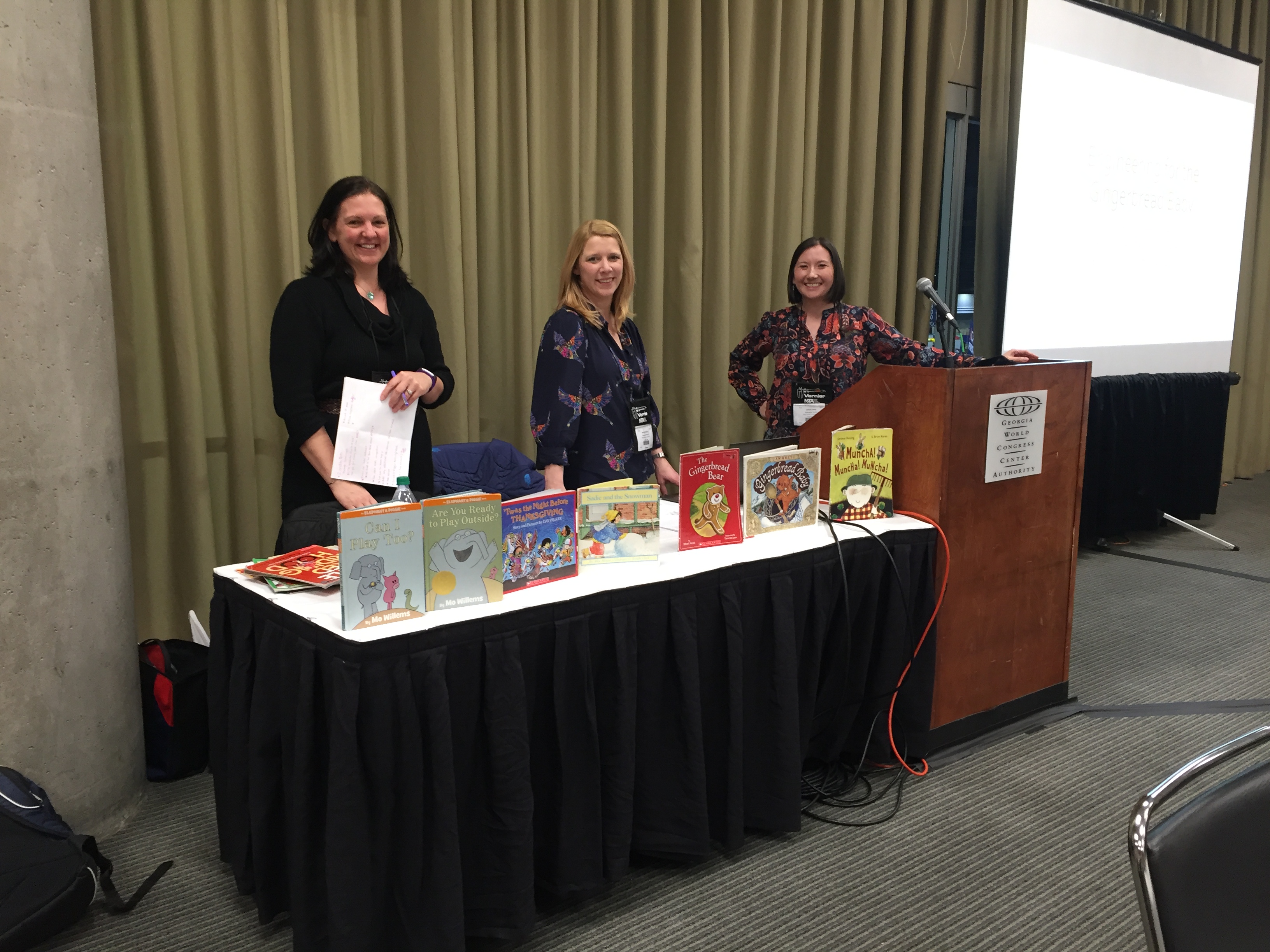 Presenters show a selection of gingerbread-related books.