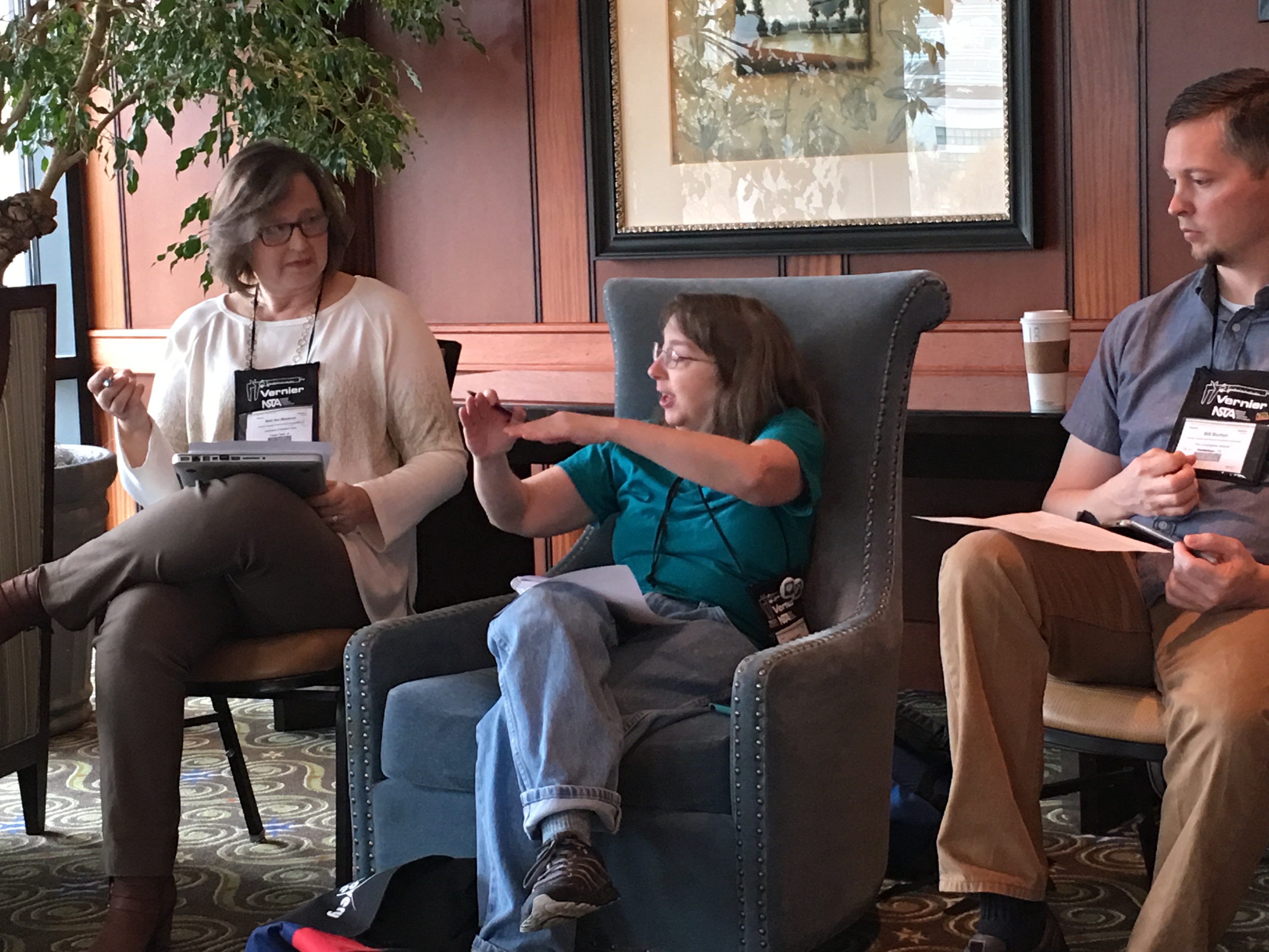 Early Childhood Science Interest Forum of the National Association for the Education of Young Children, informal meeting. Sitting in a circle, talking.