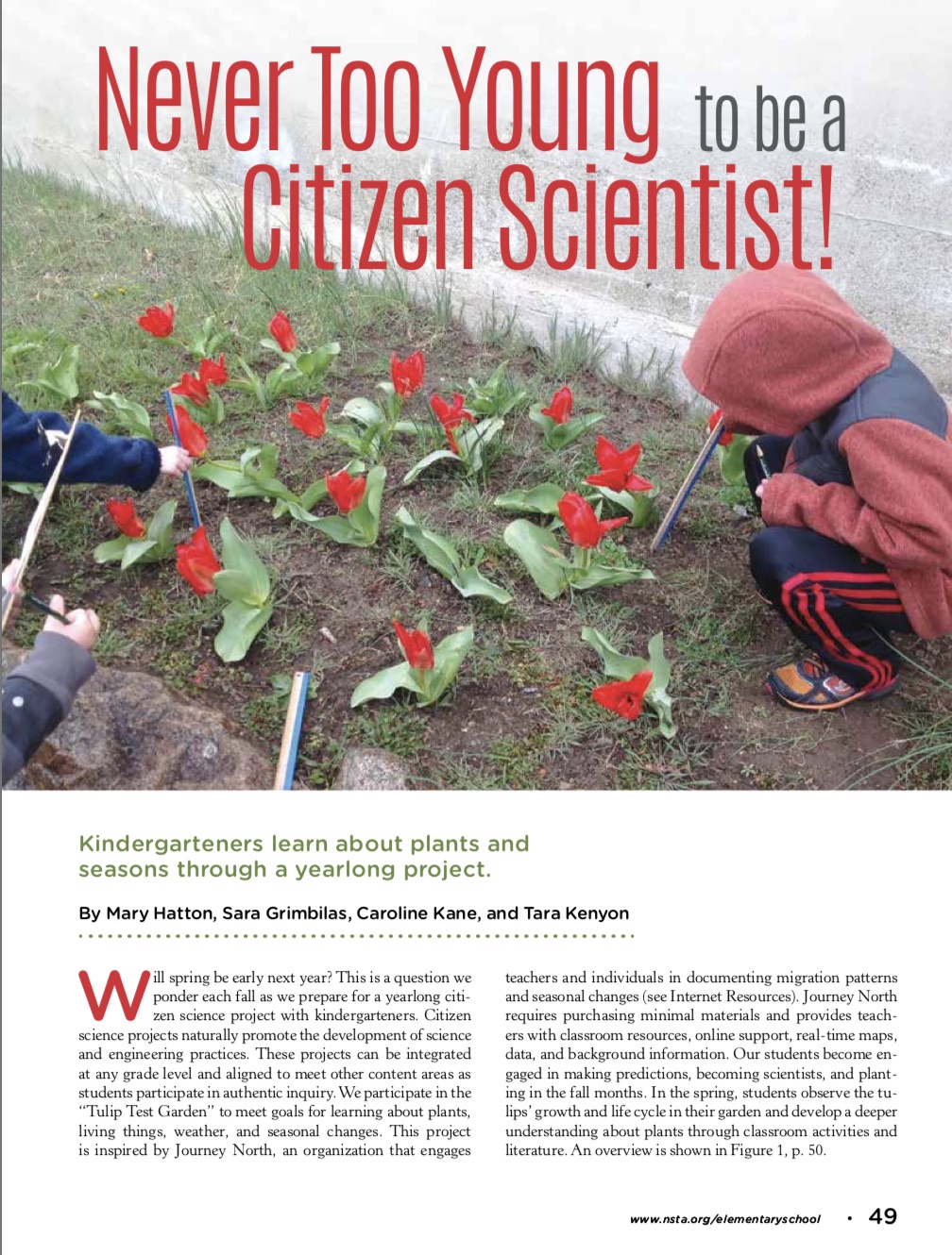 First page of article "Never Too Young to be a Citizen Scientist