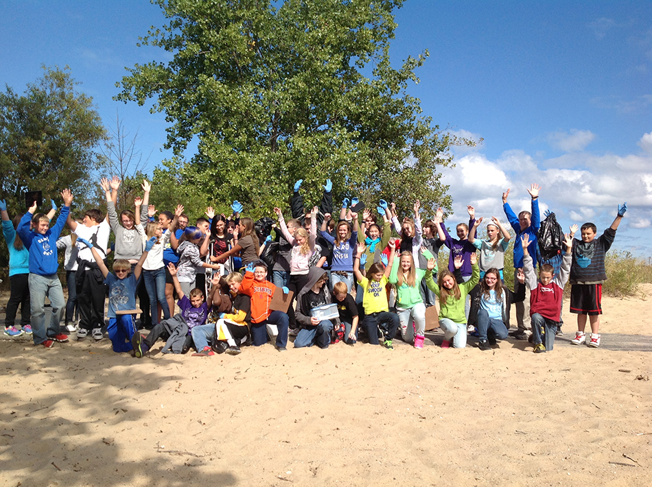 Students complete an Adopt-a-Beach cleanup, helping prevent marine debris from entering their local watershed. Their litter data will be added to a geolocated online database serving all coastal areas of the Great Lakes.