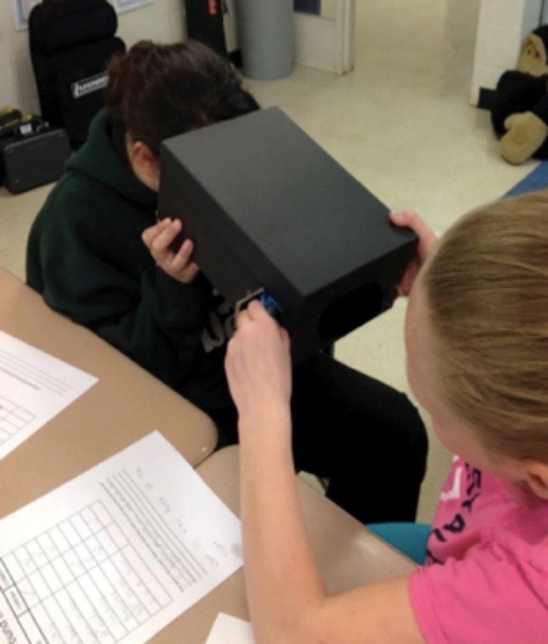 Students Looking into Light Box