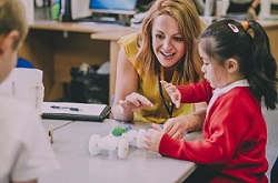 teacher with students