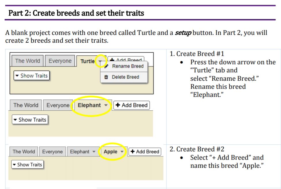 Image of directions for using StarLogo Nova 