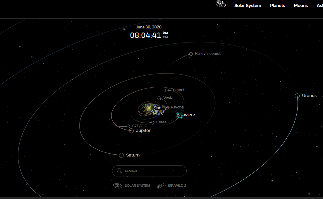 Large Solar System with Hailey's Comet