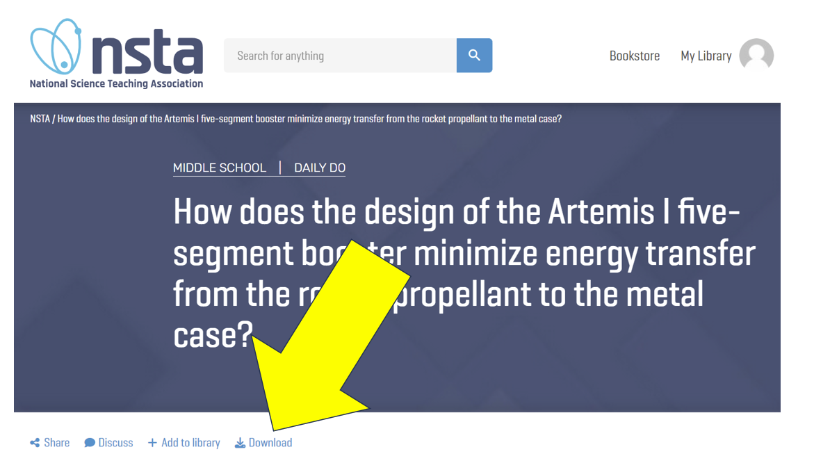 Screenshot of download button